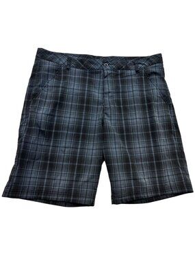 Fila Sport Mens Classic Flat Front Plaid Stretch Chino Golf Shorts Size 40 Gray